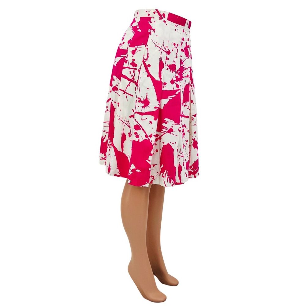 Calvin Klein Pink & White Paint Splatter Pleated A-Line Skirt - Picture 10 of 16